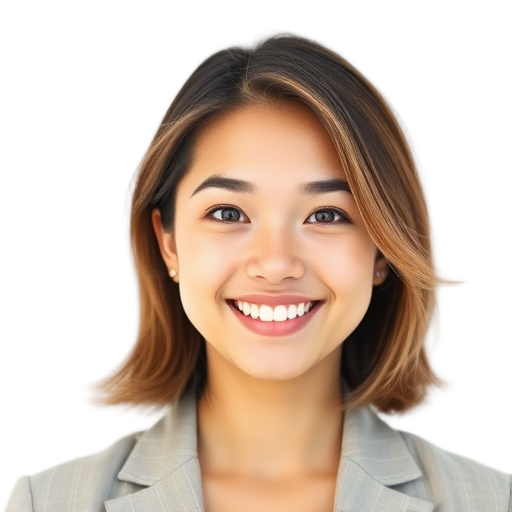A person smiling to the camera with a white background looking like