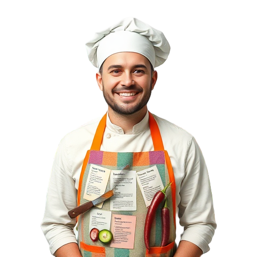Een glimlachende chef-kok met een schort.