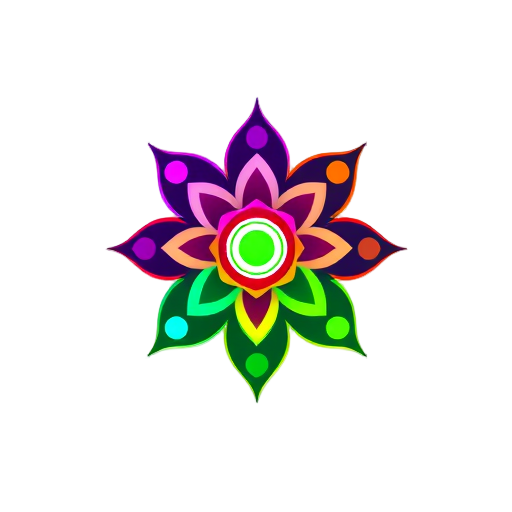 "seven colorful chakra symbols" "human silhouette" "energy flow lines"