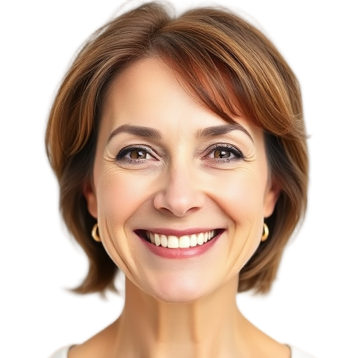 Een lachende vrouw met een witte achtergrond.