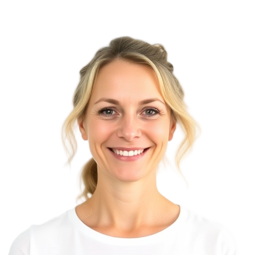 A person smiling to the camera with a white background looking like