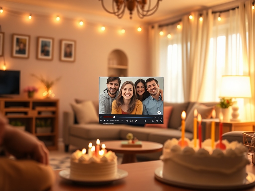 "A warm, intimate birthday webpage scene