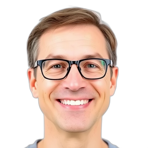 Een persoon glimlachend naar de camera met een witte achtergrond.