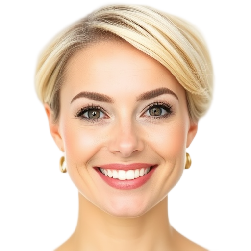 A person smiling to the camera with a white background looking like