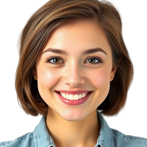 A person smiling to the camera with a white background looking like