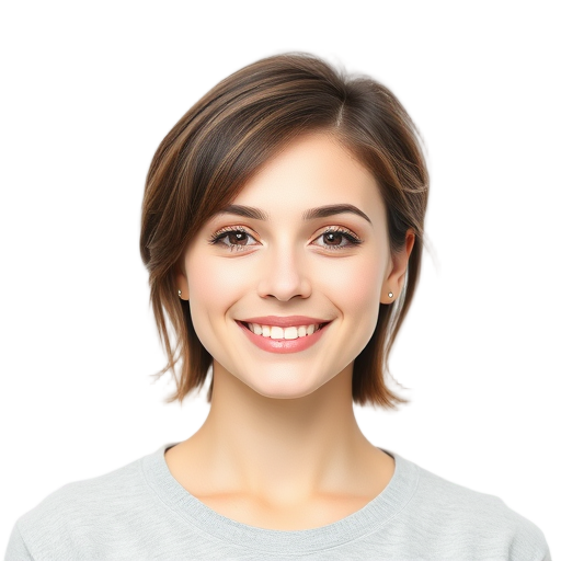 A person smiling to the camera with a white background looking like