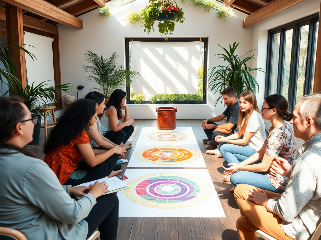 Een workshop met diverse deelnemers in een lichte ruimte.