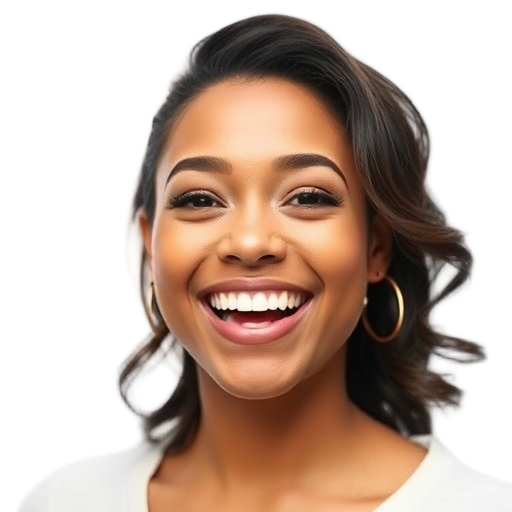 Een glimlachend persoon met een witte achtergrond.