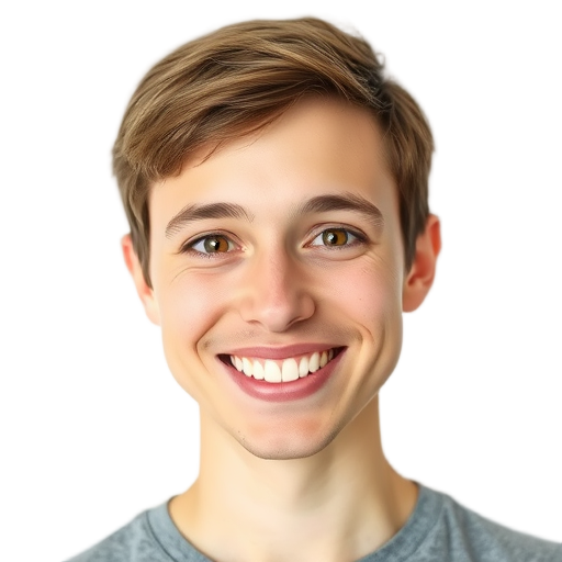 A person smiling to the camera with a white background looking like