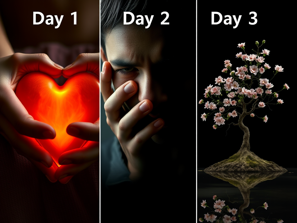 "three distinct scenes side by side" "Day 1