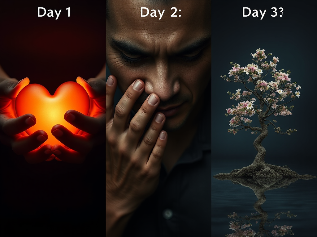 "three distinct scenes side by side" "Day 1