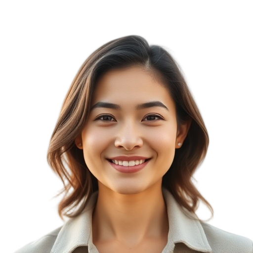 A person smiling to the camera with a white background looking like