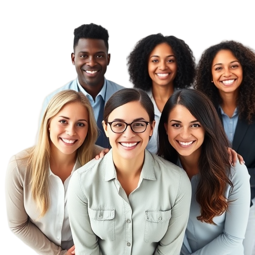 Een groep mensen die glimlacht naar de camera.