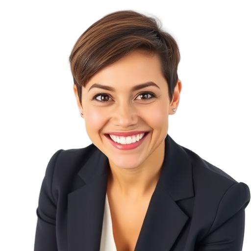 Een persoon die naar de camera lacht met een witte achtergrond.