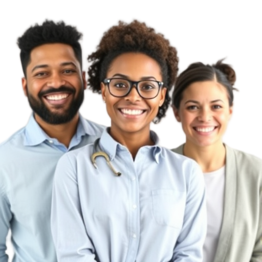 A person smiling to the camera with a white background looking like