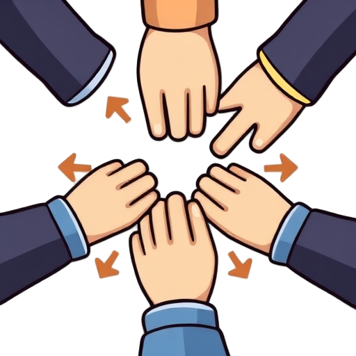 "teamwork circle" "hands united" "growth arrows"