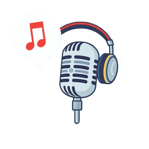 "microphone", "music notes", "speech bubble", "question mark", "headphones", "sound wave", "expert avatar"