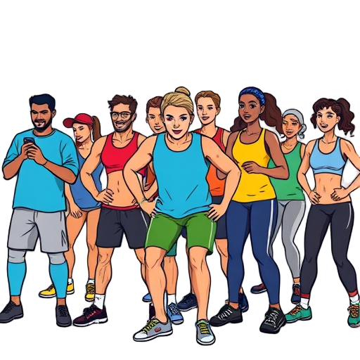 Groep sporters in een energieke trainingssessie.