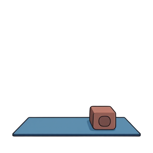 Yoga mat met een blok in een rustige sfeer.
