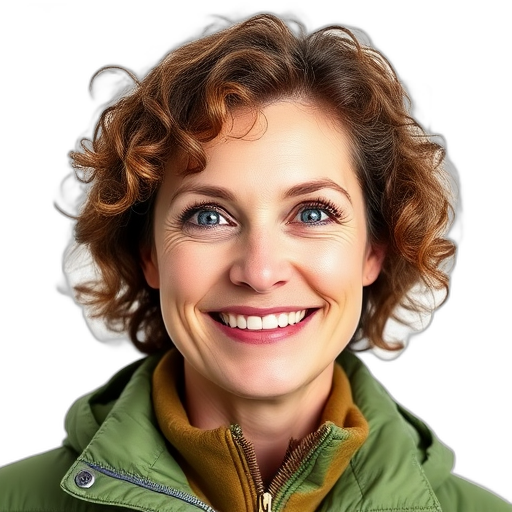Een glimlachende vrouw met een groene jas.
