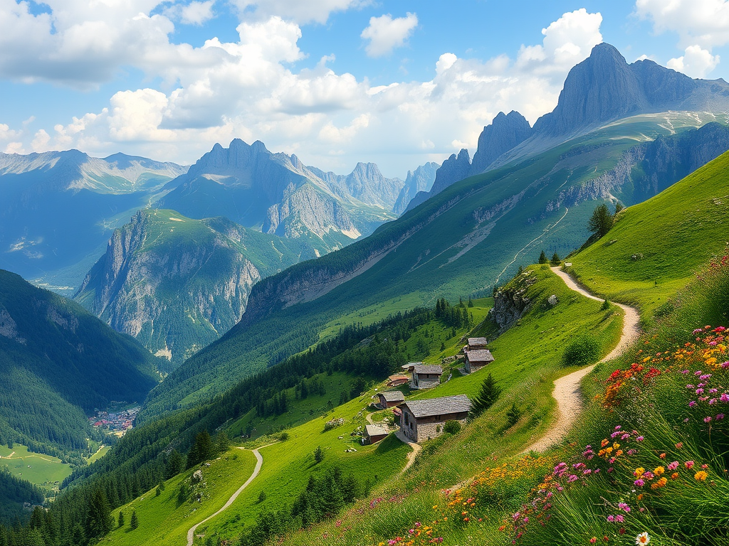 Adembenemend uitzicht op de Albanese Alpen met bergen en valleien.