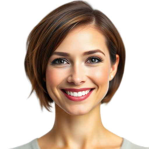 A person smiling to the camera with a white background looking like