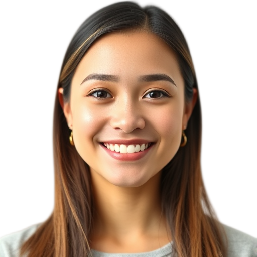 A person smiling to the camera with a white background looking like