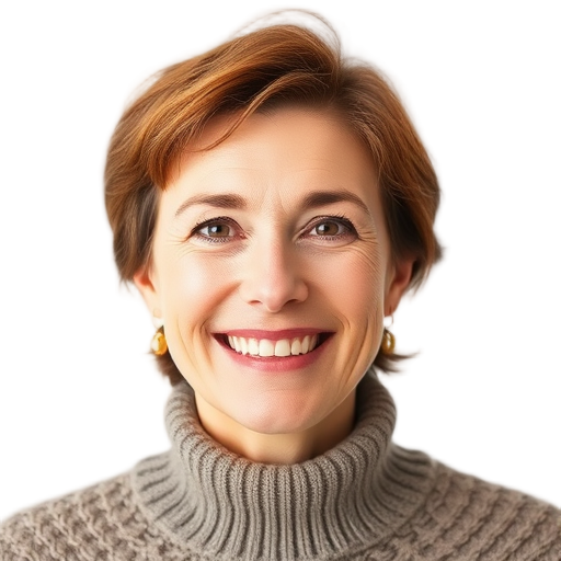 Een glimlachende vrouw met een witte achtergrond.