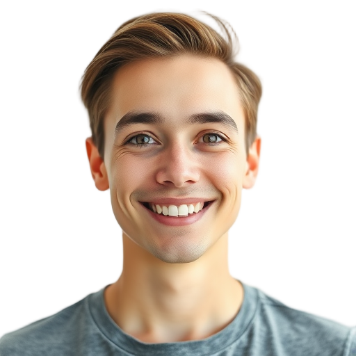 A person smiling to the camera with a white background looking like