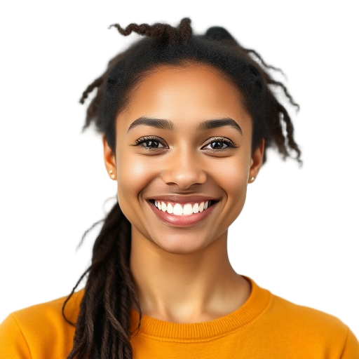 A person smiling to the camera with a white background looking like