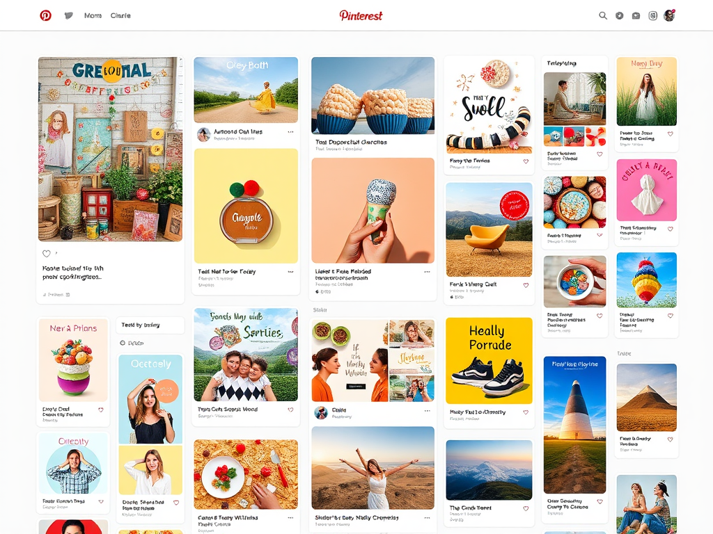 Een kleurrijk Pinterest-bord met diverse visuele pins.