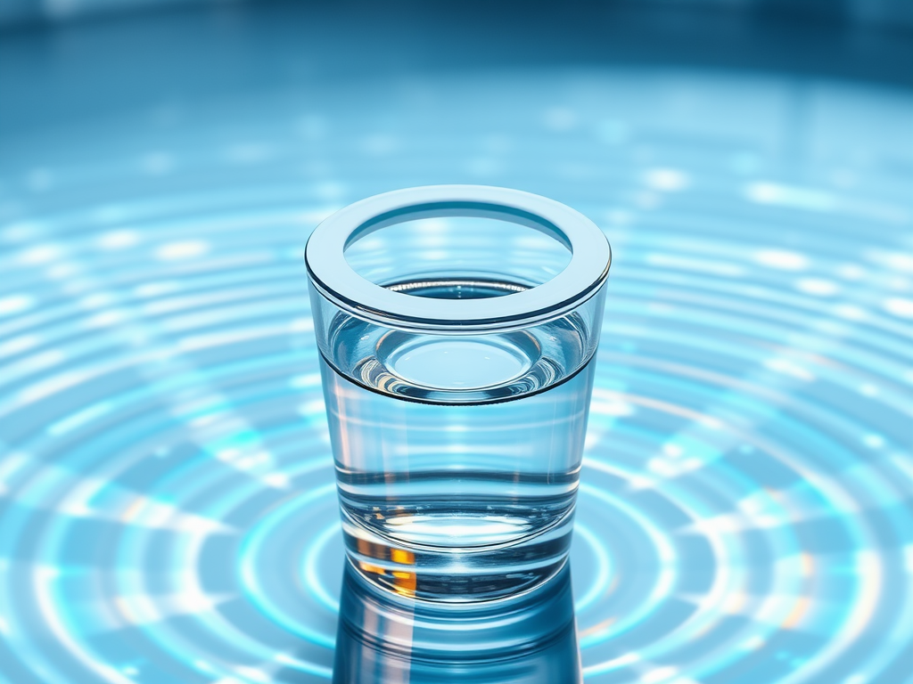Een moderne pH-ring zwevend boven een glas water.