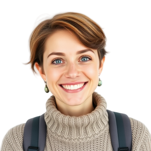 Een persoon die glimlacht naar de camera met een witte achtergrond.