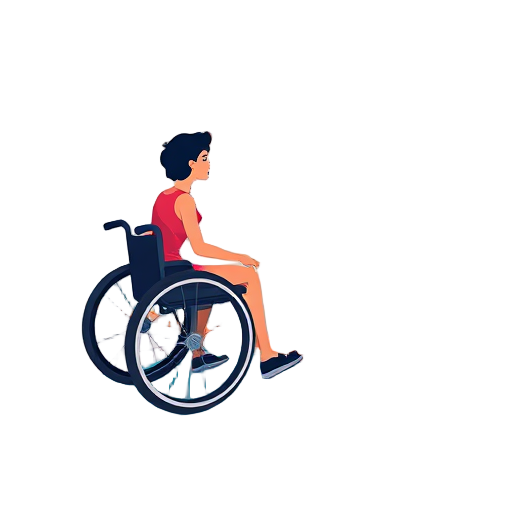 "wheelchair user" "yoga mat" "cruise ship" "accessible ramp" "calm sea" "sunset sky"