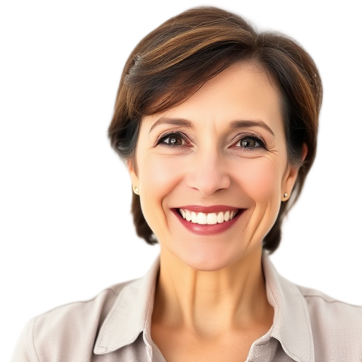 A person smiling to the camera with a white background looking like