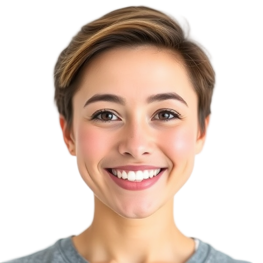 A person smiling to the camera with a white background looking like