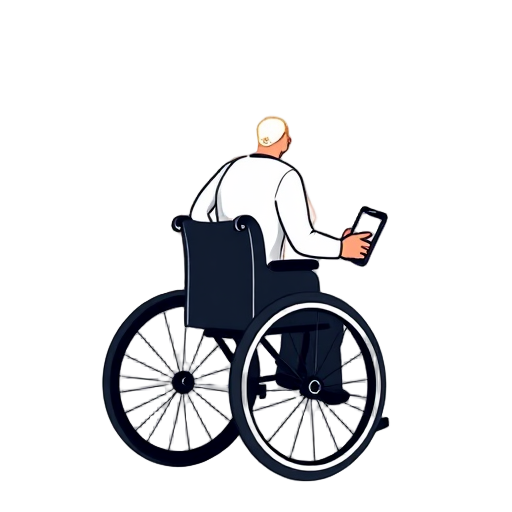 "wheelchair user" "map of Canada" "accessible routes" "mountain range" "city skyline" "travel guide book" "smartphone with app"