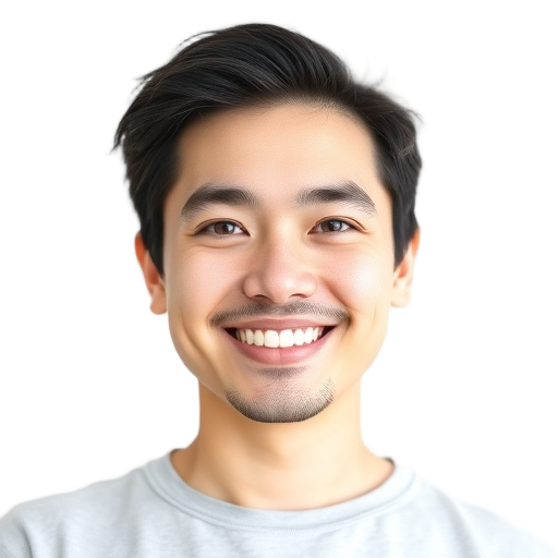 A person smiling to the camera with a white background looking like