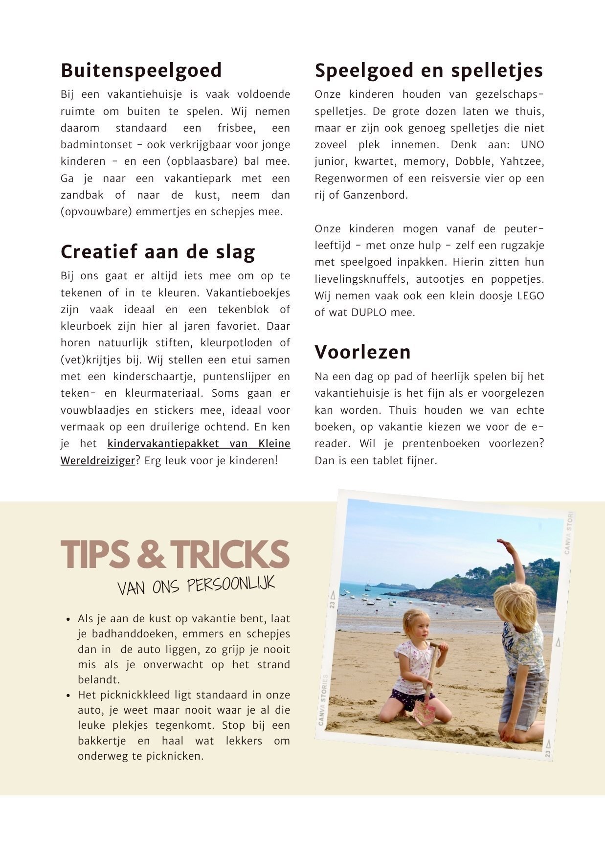 Inpaklijst vakantiehuisje met gezin