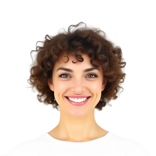 A confident woman smiling to the camera with a white background looking like