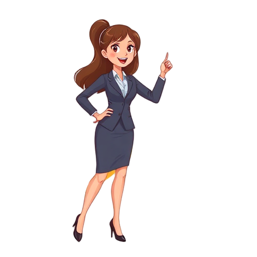 "Confident businesswoman" "rising arrow" "seven steps" "toolbox" "digital devices" "bright colors" "dynamic pose" "solid background"