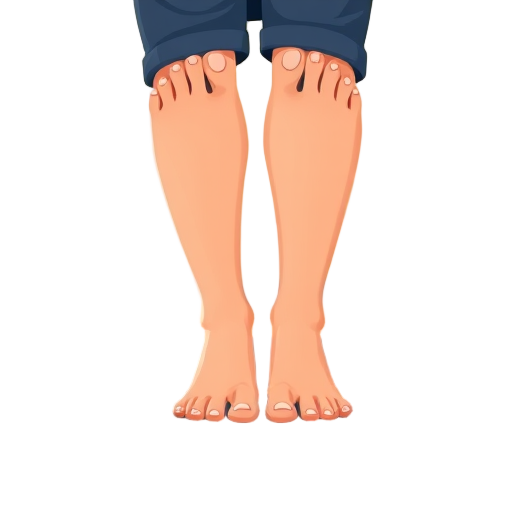 Een cartoonfiguur met blote voeten.
