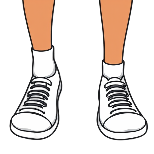 Een paar voeten in sportschoenen.