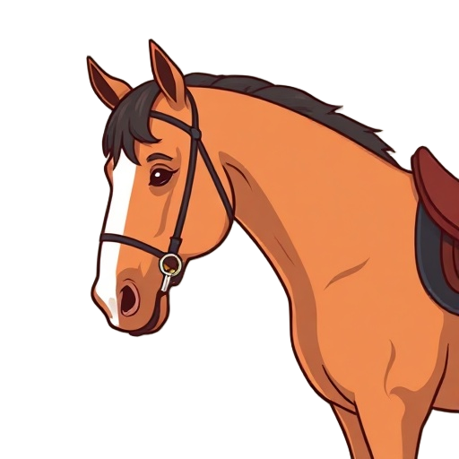 "Healthy horse" "calm riderless horse" "gentle, rounded lines" "checklists and tools scattered like cards" "soft greens and blues background" "friendly community vibe" "happy horse posture" "stable environment hints" "movement yet stillness" "recovery and