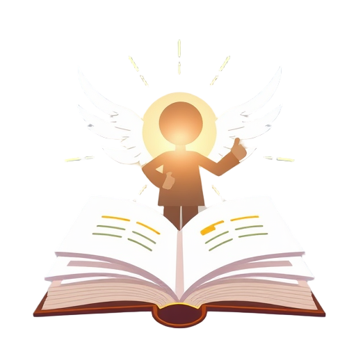 "open book" "glowing light" "human figure" "energy waves" "checklist" "hand pointing"