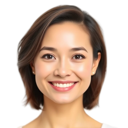 A person smiling to the camera with a white background looking like
