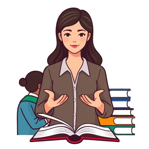 "female figure" "helping hands" "group of people" "coaching session" "open book" "stack of books"