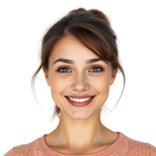 A person smiling to the camera with a white background looking like