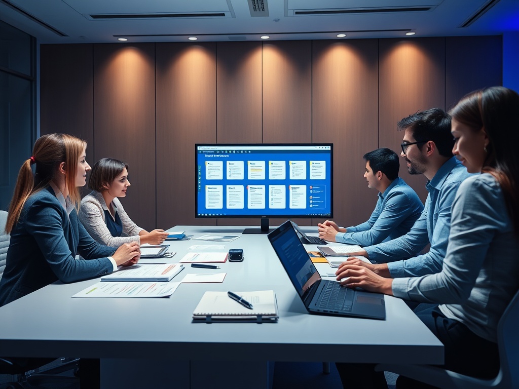 "A polished corporate training scene