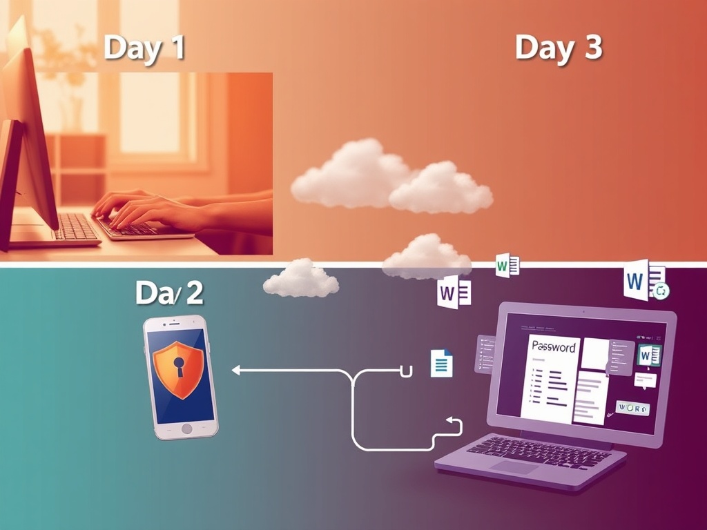 "A detailed scene of three interconnected scenes